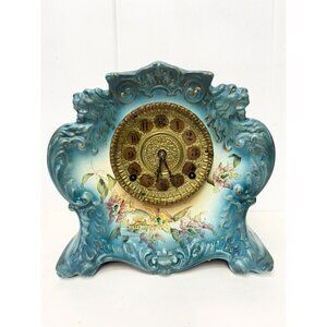 Antique Victorian Blue Gilbert Clock Co 411 Mantle Clock